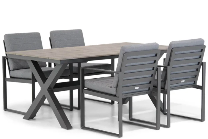 Santika Furniture Zaga/Forest 180 cm dining tuinset 5-delig - Grijs-antraciet