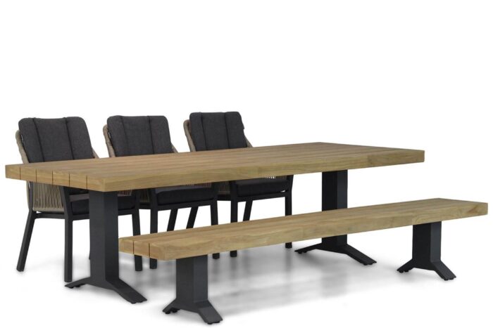 Lifestyle Garden Furniture Verona/Superior 260 cm dining tuinset 5-delig – Taupe-naturel-bruin