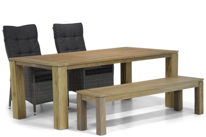 Garden Collections Lincoln/Brighton 200 cm dining tuinset 4-delig – Grijs-antraciet