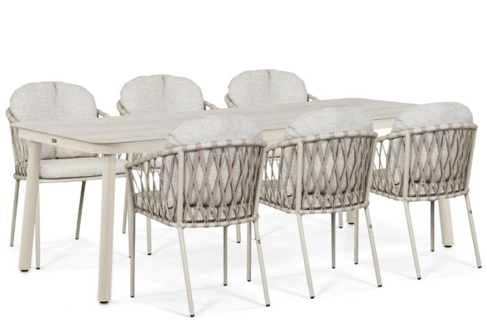 Lifestyle Garden Furniture Morano/Tavano 220×90 cm dining tuinset 7-delig – Zand/Beige