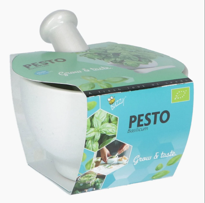 Buzzy Grow gifts kweekset vijzel pesto bio basilicum