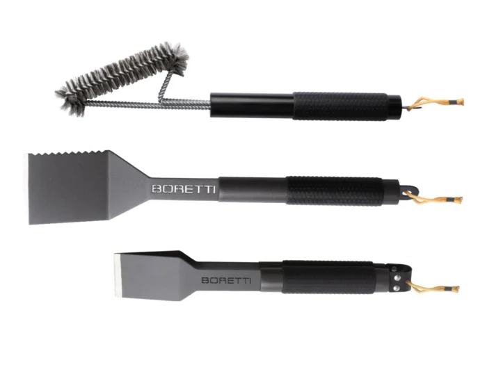 Boretti + 15% kassakorting | barbecue grill gereedsschapsset 3-delig (tang compact, spatel, borstel) - Grijs