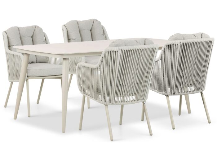 Santika Furniture Nanda/Vienna 180 cm dining tuinset 5-delig – Taupe-naturel-bruin