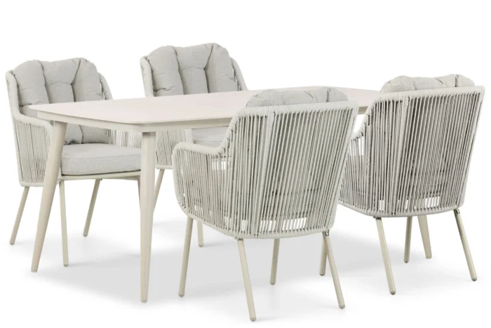 Santika Furniture Nanda/Vienna 180 cm dining tuinset 5-delig - Taupe-naturel-bruin