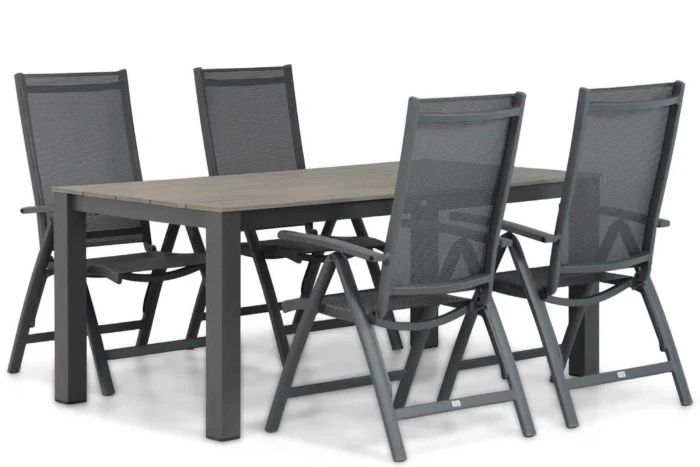 Presto Vasto/Valley 180 cm dining tuinset 5-delig - Grijs-antraciet