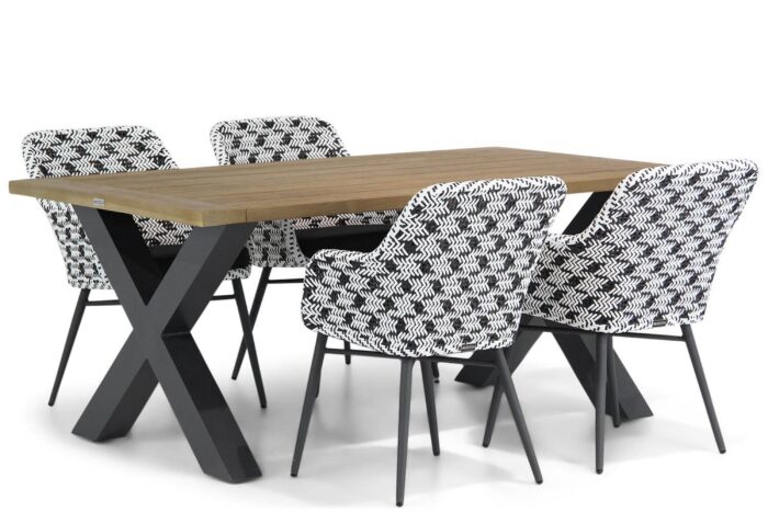 Lifestyle Garden Furniture Crossway/Cardiff 180 cm dining tuinset 5-delig – Zwart-wit