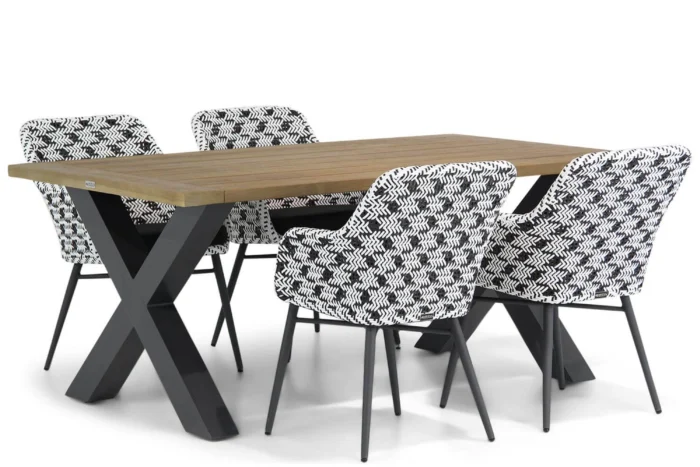 Lifestyle Garden Furniture Crossway/Cardiff 180 cm dining tuinset 5-delig - Zwart-wit