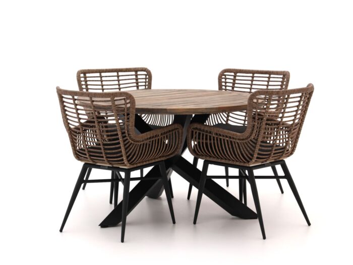 Intenso Furniture Asti/Rough-Y Ø120cm dining tuinset 5-delig – Grijs