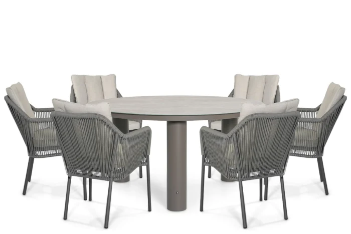 De Laan Projects Laan Marbella/Arancia 150 cm dining tuinset 7-delig - Grijs-antraciet