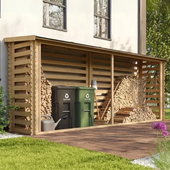 Houtberging haardhoutberging robuust voor haardhout 100x456x199cm