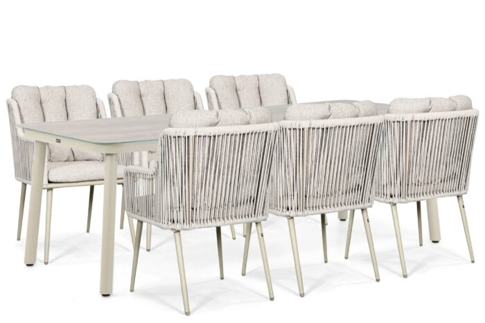Lifestyle Garden Furniture Tivoli/Tavano 220×90 cm dining tuinset 7-delig – Zand/Beige