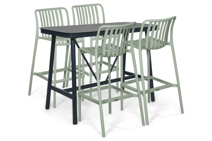Domani Furniture Alba/Tavano 150×75 cm barset 5-delig – Grijs-antraciet