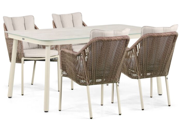 De Laan Projects Lifestyle Marbella/Tavano 160 cm dining tuinset 5-delig – Taupe-naturel-bruin