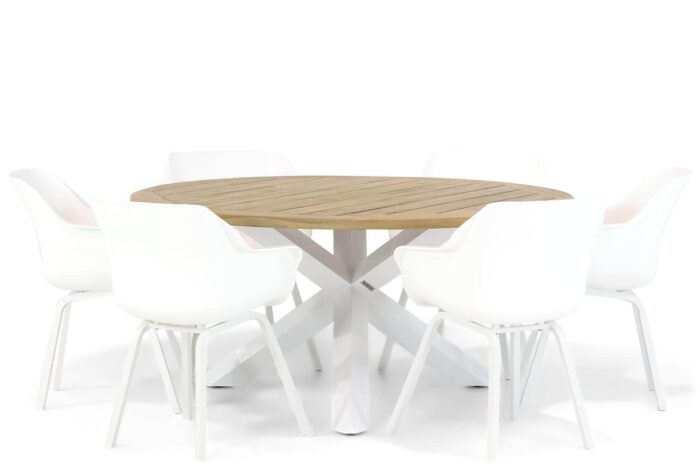 Hartman Sophie element/Wellington 160 cm rond dining tuinset 7-delig – Wit