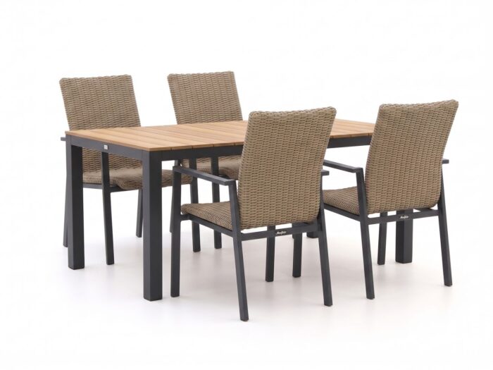 Manifesto Furniture Manifesto Villongo/Fidenza 160cm dining tuinset 5-delig stapelbaar Laagste prijsgarantie!