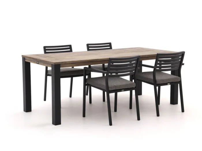 Bellagio tuinmeubelen Rumo/ROUGH-S 160cm dining tuinset 5-delig stapelbaar - Bruin