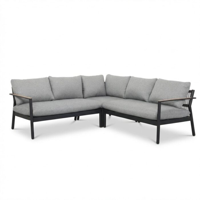 BUITEN living Florence hoek loungeset 5 personen | aluminium + touw | antraciet | 3-delig 216x216cm