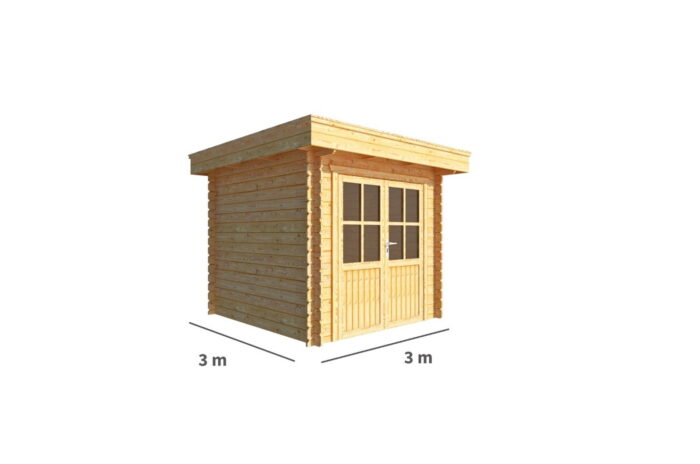 Warentuin collection Blokhut, tuinhuisje Lisa-Zeynep 300 cm bij 300 cm diep plat dak – bruin