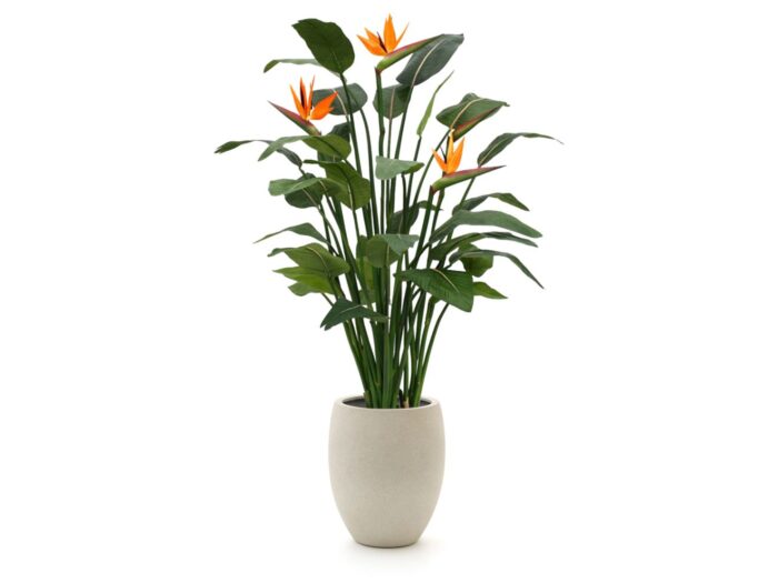 Designplants/Luca Lifestyle Strelitzia kunstplant (h:145cm) met Grigio Tall Balloon bloempot Laagste prijsgarantie! – Oranje