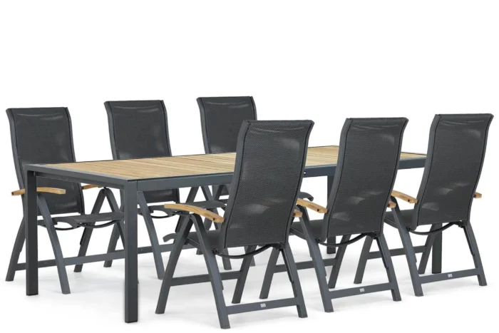 Lifestyle Garden Furniture Presto Tarenta/Valence 240 cm dining tuinset 7-delig - Grijs-antraciet