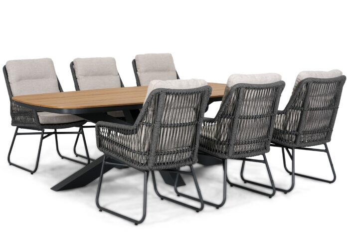 Lifestyle Garden Furniture Vicente/Camila 220×100 cm dining tuinset 7-delig – Grijs-antraciet