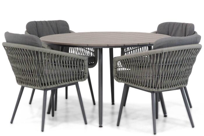 Lifestyle Garden Furniture Western/Matale 125 cm rond dining tuinset 5-delig – Grijs-antraciet
