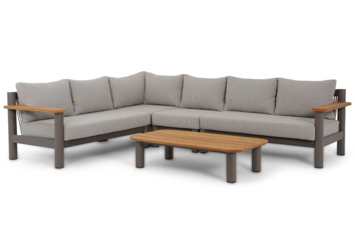 Santika Furniture Yolano hoek loungeset 5-delig – Taupe-naturel-bruin