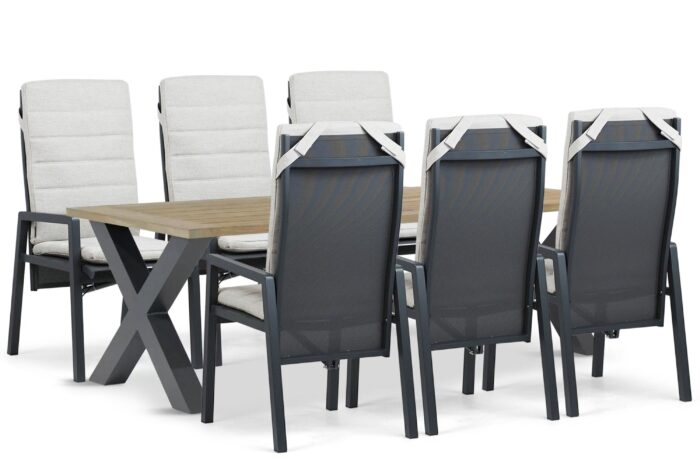 Lifestyle Garden Furniture Vivaro/Cardiff 240×100 cm dining tuinset 7-delig – Grijs-antraciet