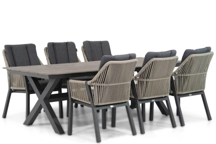 Lifestyle Garden Furniture Verona/Forest 240 cm dining tuinset 7-delig - Taupe-naturel-bruin