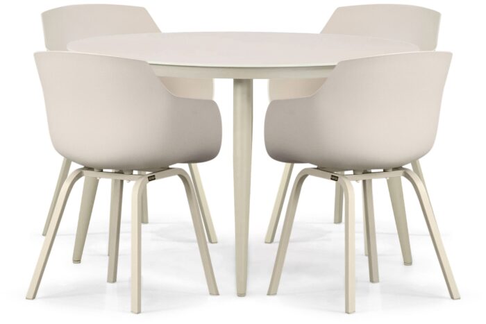 Lifestyle Garden Furniture Salina/Vienna 120 cm dining tuinset 5-delig – Taupe-naturel-bruin