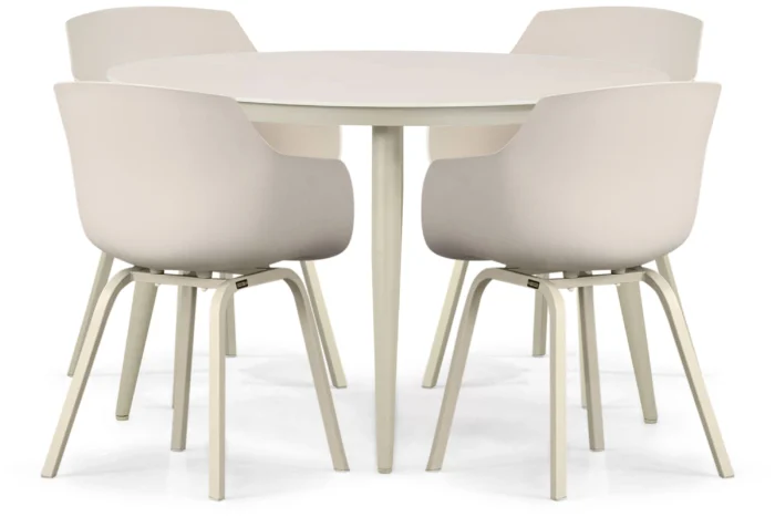 Lifestyle Garden Furniture Salina/Vienna 120 cm dining tuinset 5-delig - Taupe-naturel-bruin