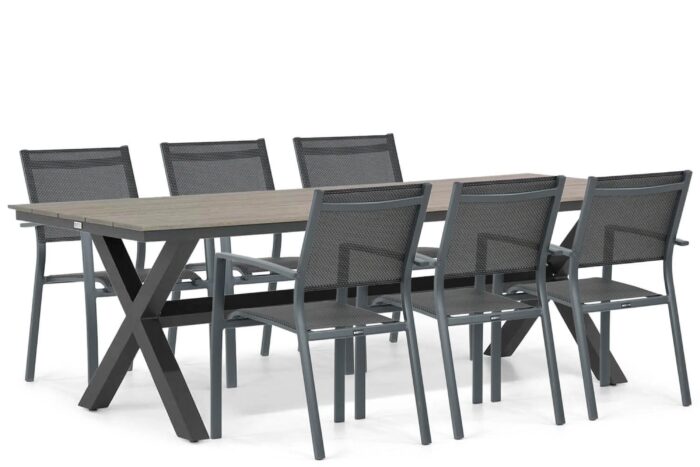 Lifestyle Garden Furniture Sella/Forest 240 cm dining tuinset 7-delig – Grijs-antraciet