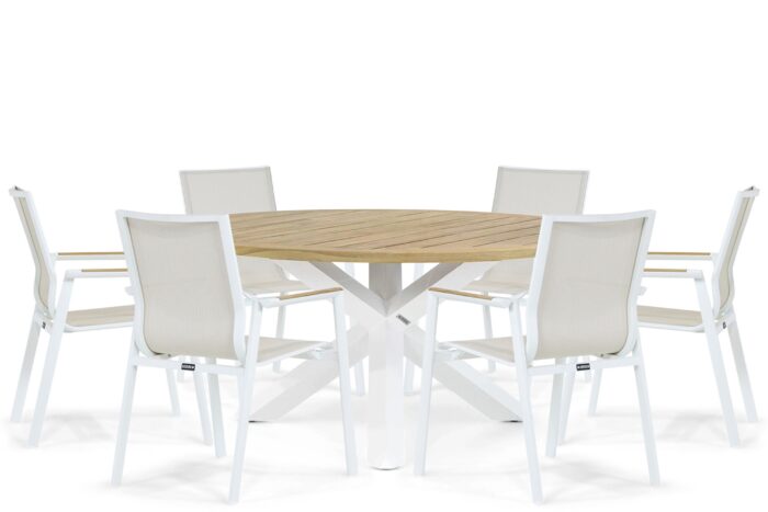 Lifestyle Garden Furniture Fiora/Wellington 160 cm dining tuinset 7-delig – Wit