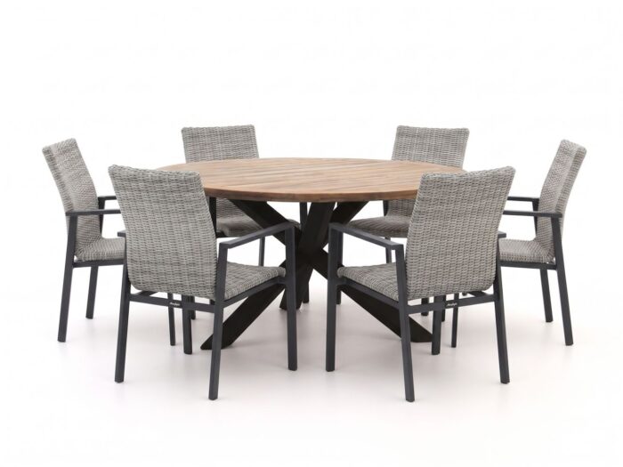 Manifesto Furniture Villongo/ROUGH-Y ø150cm dining tuinset 7-delig stapelbaar