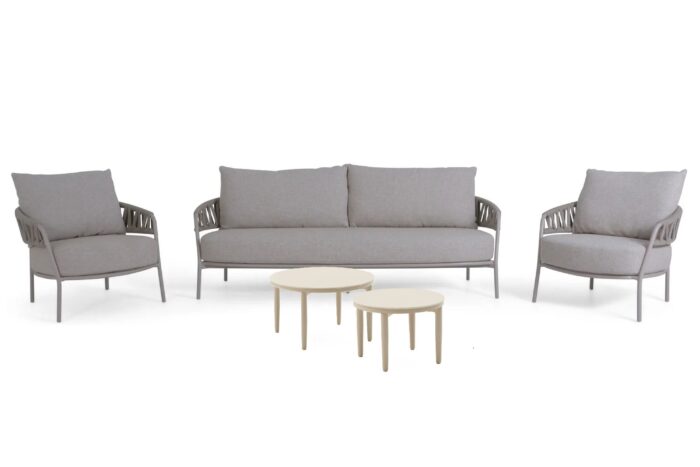4 Seasons Outdoor Calma/Ibiza 50/70 cm stoel-bank loungeset 5-delig – Taupe-naturel-bruin
