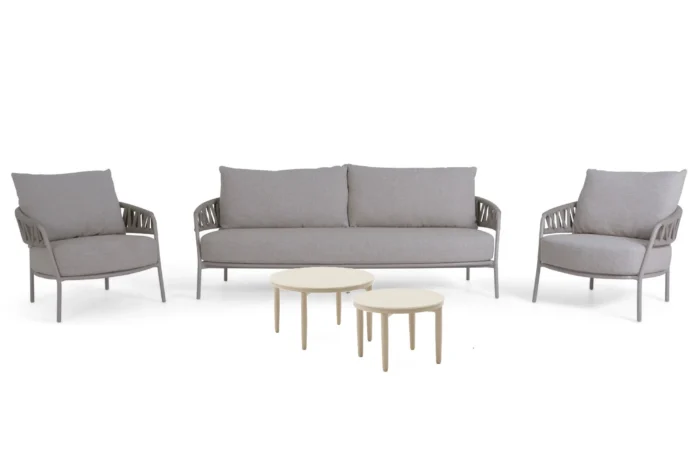 4 Seasons Outdoor Calma/Ibiza 50/70 cm stoel-bank loungeset 5-delig - Taupe-naturel-bruin