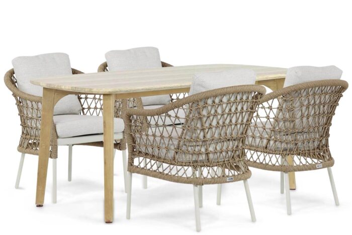 Coco Bali/Almeria 170 cm dining tuinset 5-delig – Taupe-naturel-bruin