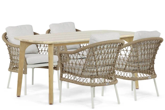 Coco Bali/Almeria 170 cm dining tuinset 5-delig - Taupe-naturel-bruin