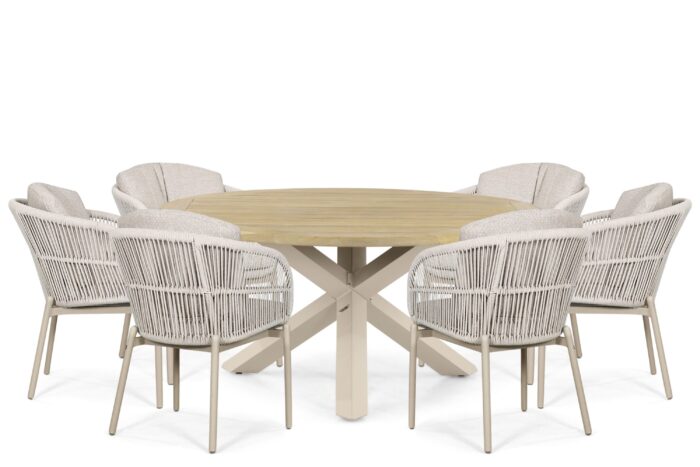 Lifestyle Garden Furniture Monaco/Rockville 160 cm dining tuinset 7-delig - Zand/Beige