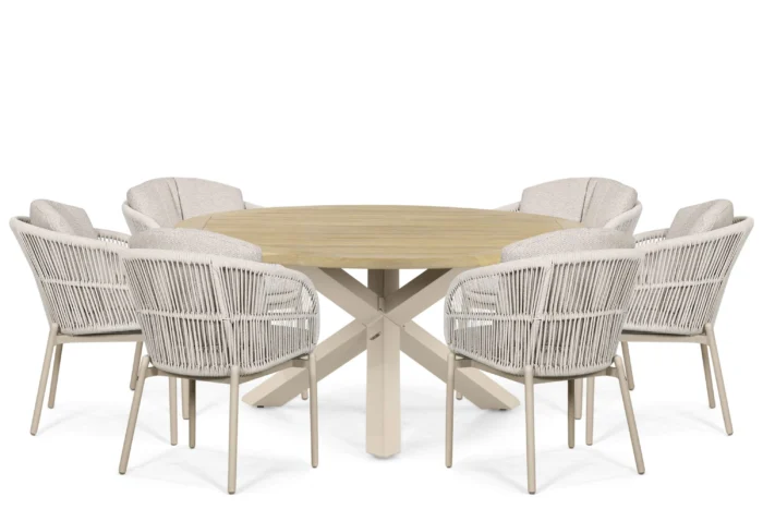 Lifestyle Garden Furniture Monaco/Rockville 160 cm dining tuinset 7-delig - Zand/Beige