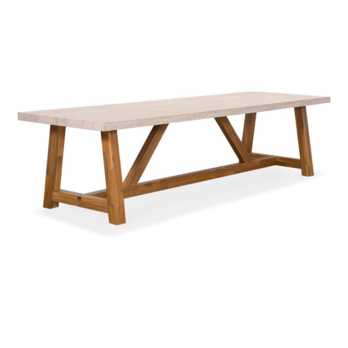 BUITEN living Velora dining tuintafel 8 personen | polystone + hardhout | travertinlook | 300cm – Travertin