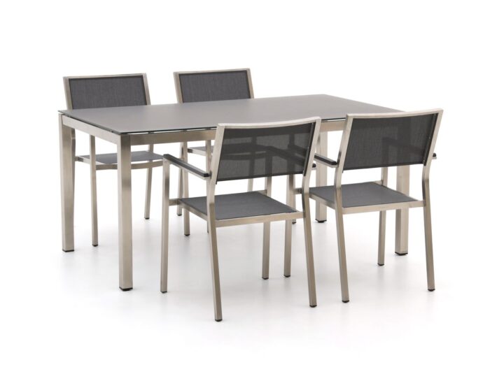 Bernstein Furniture Freiburg 160cm dining tuinset 5-delig stapelbaar – Grijs