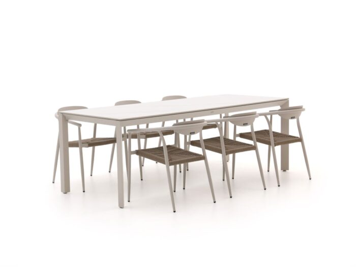 Manifesto Furniture Cavone/Sestino 220cm dining tuinset 7-delig stapelbaar – Wit