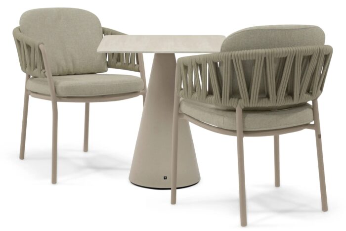 4 Seasons Outdoor Calma/Serino 70×70 cm dining tuinset 3-delig – Zand/Beige