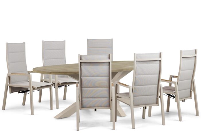 Lifestyle Garden Furniture Essence/Brookline 240x120 cm dining tuinset 7-delig - Taupe-naturel-bruin