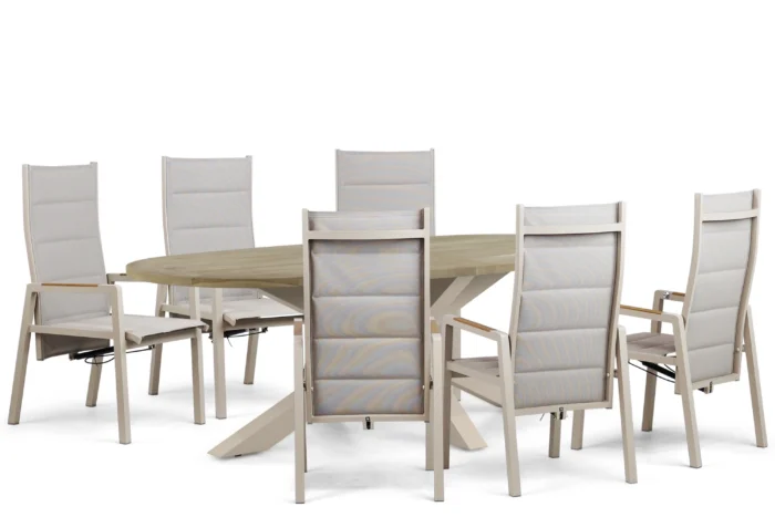 Lifestyle Garden Furniture Essence/Brookline 240x120 cm dining tuinset 7-delig - Taupe-naturel-bruin