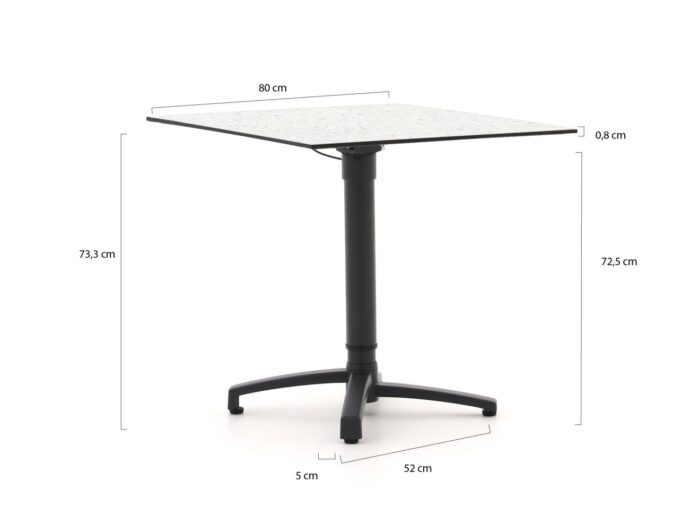 Bellagio tuinmeubelen Canzo klaptafel 80x80x73/109cm verstelbaar – Grijs