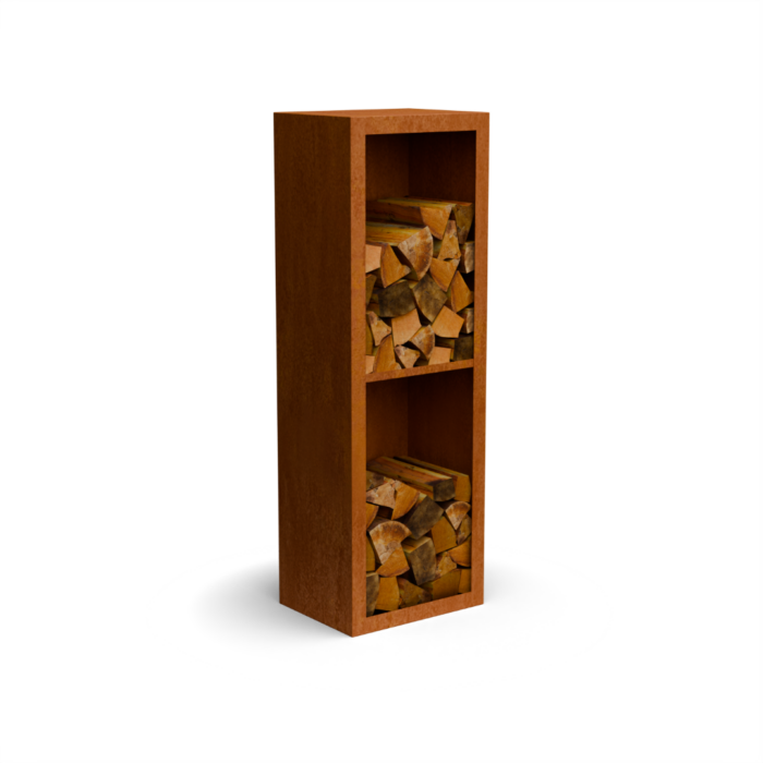 Geroba Egura cortenstaal Houtopslag 2 vakken met achterwand L50 x B38,5 x H150 cm – bruin