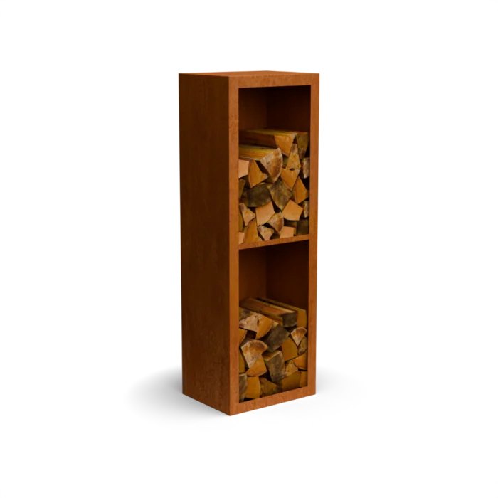 Geroba Egura cortenstaal Houtopslag 2 vakken met achterwand L50 x B38,5 x H150 cm - bruin