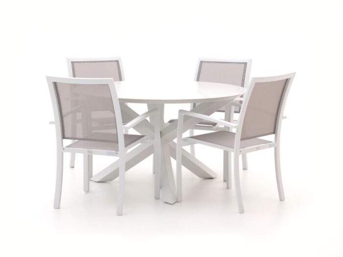 Bellagio tuinmeubelen Bellagio Anzio/Lodola ø130cm dining tuinset 5-delig stapelbaar Laagste prijsgarantie! – Wit